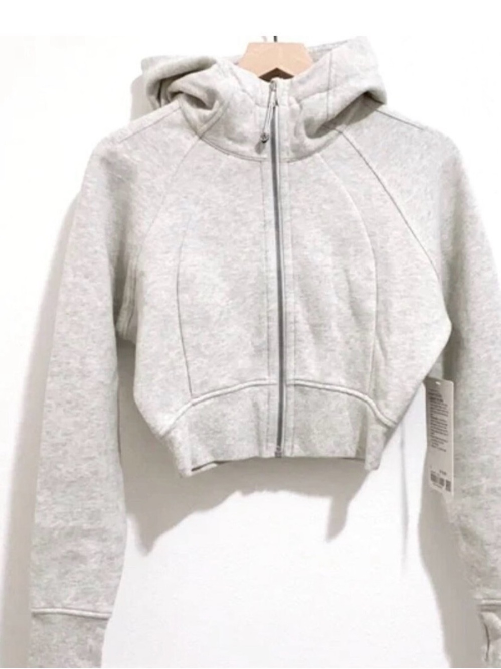 lululemon athletica Light Gray Cropped Full Zip Hoodie light heather grey size 2